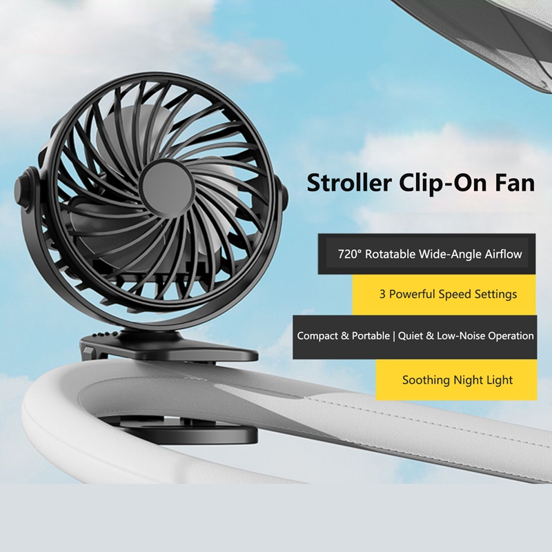 Oscillating Fan Clip - Taşınabilir Şarj Edilebilir Klipsli Fan 720