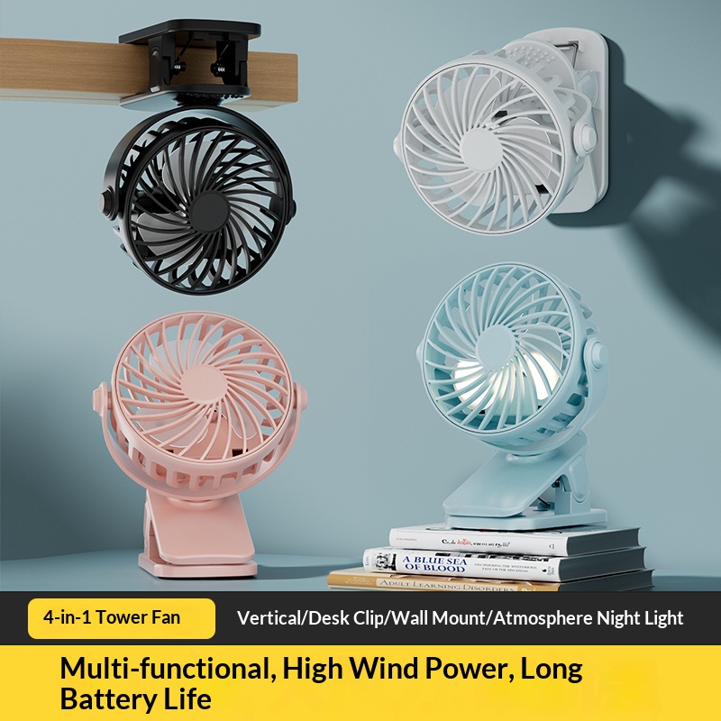 Oscillating Fan Clip - HOMEFISH Taşınabilir Şarj Edilebilir Klipsli Fan